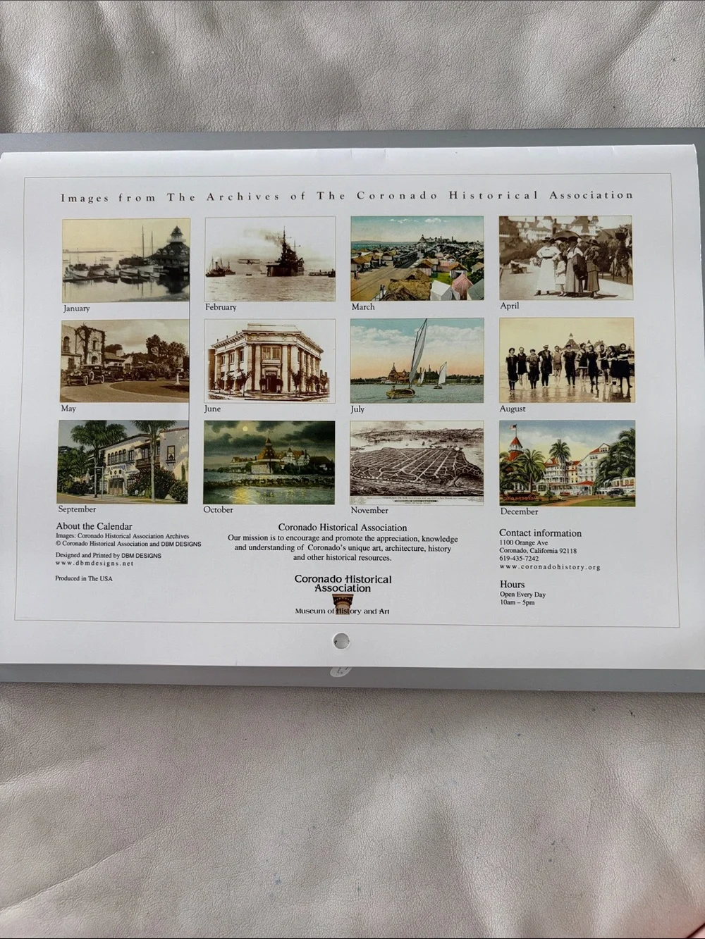 NIP 2011 CALENDAR CORONADO HISTORICAL ASSOCIATION